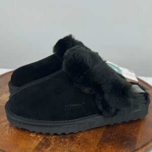 Aus Wooli Shoes Wm 5 Men 4 Black Water Resistant Sheepskin Slip On Slipper Clog